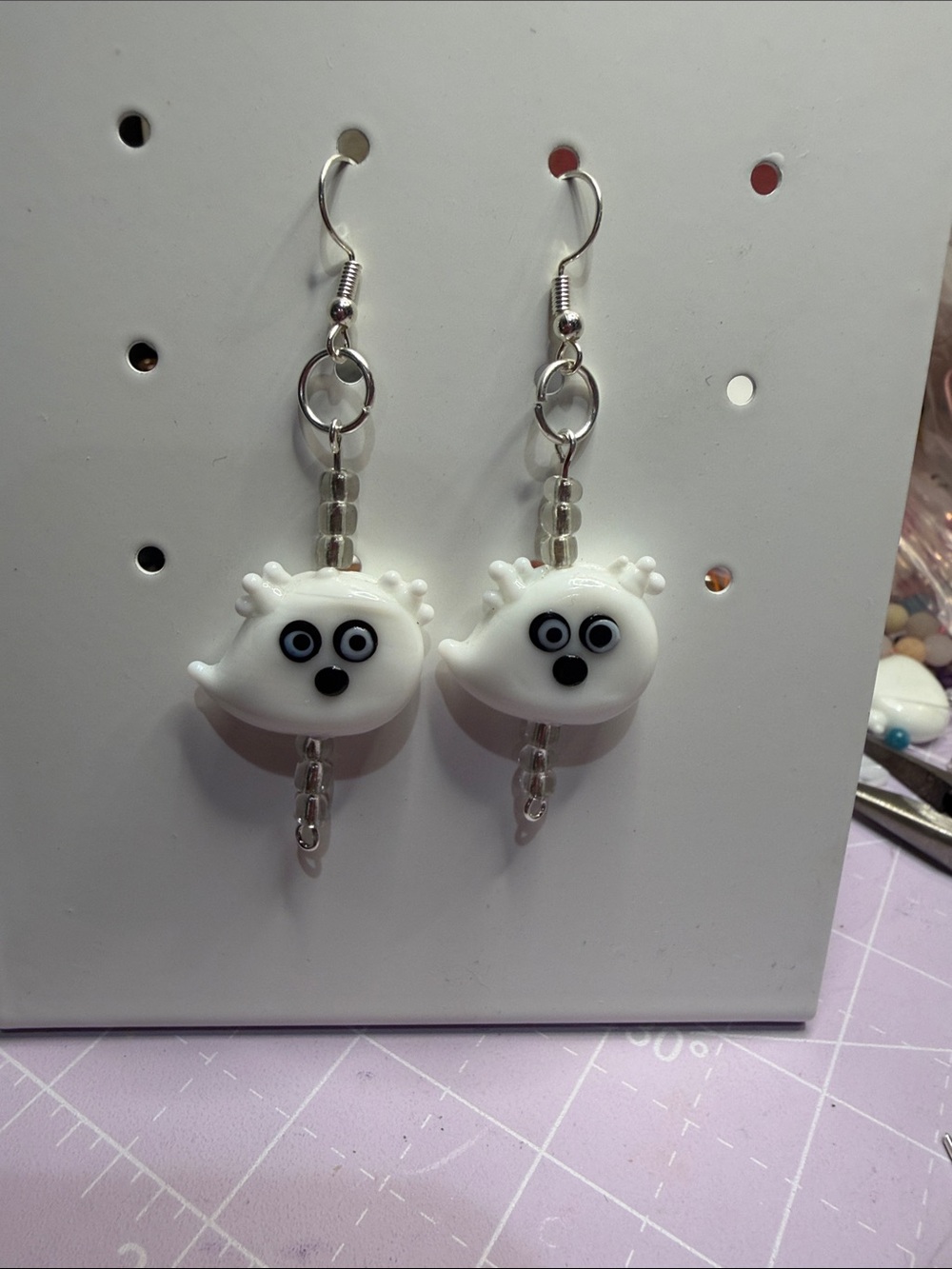 White ghost earrings